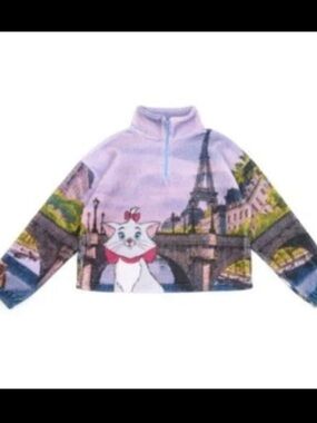 Disney Parks Ann Shen Marie Aristocats Zipneck Fleece Sweater